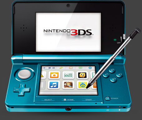 The Nintendo 3DS with dashboard showing
