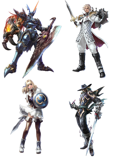 Nightmare, Patroklos, Pyrrha, and Raphael from SoulCalibur V