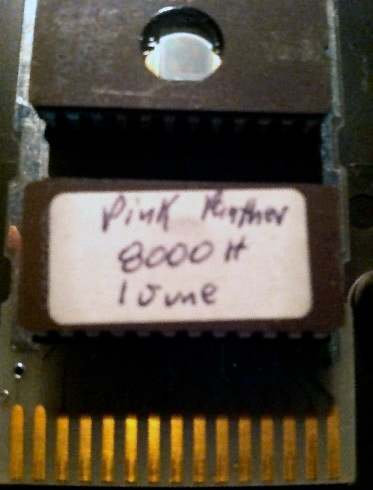Closeup of ColecoVision Pink Panther EPROMs, dated 