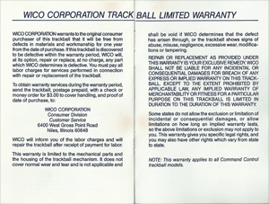 WICO Trackball Instructions (Page 4-5)