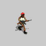 Female rebel sneaking around