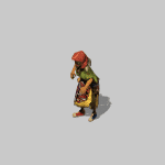 A ragged unemployed woman walking along.